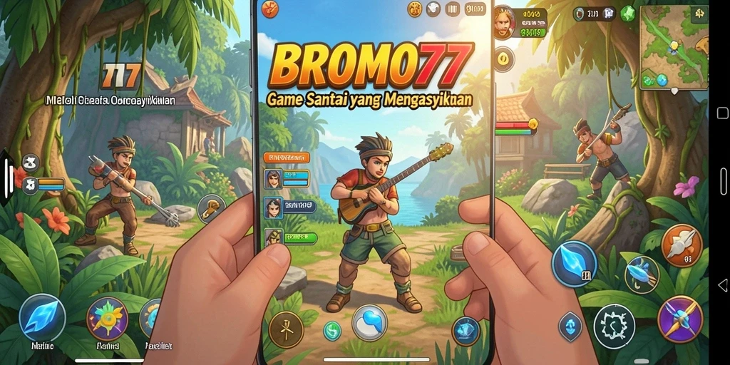 Tampilan gameplay BROMO77 yang penuh warna dan interaktif.