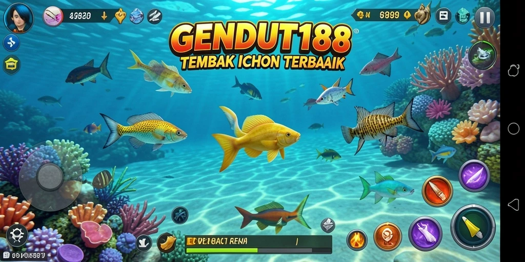 Screenshot gameplay GENDUT188 yang menunjukkan suasana berburu ikan.