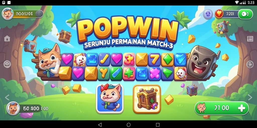 Tampilan gameplay menarik dalam game Match-3 POPWIN.