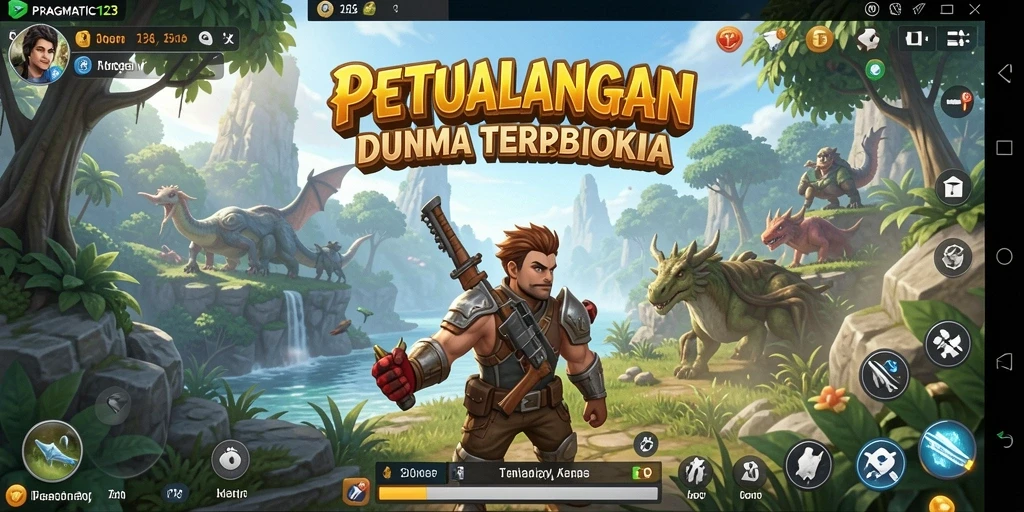 Screenshot gameplay PRAGMATIC123 menampilkan dunia yang luas dan menakjubkan.