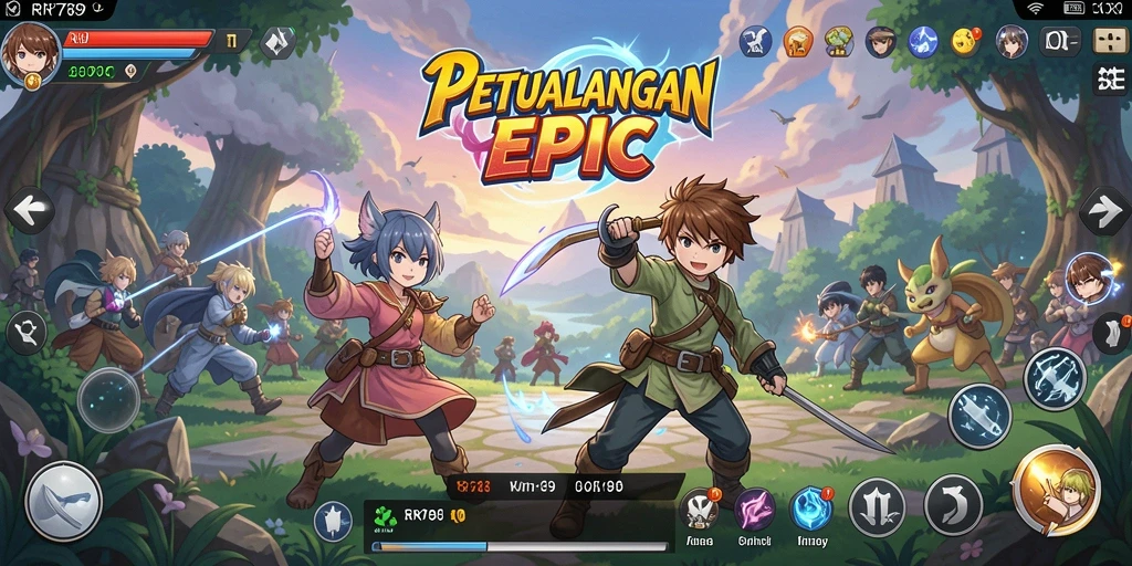 Screenshot gameplay RR789 menampilkan karakter anime yang sedang bertarung.