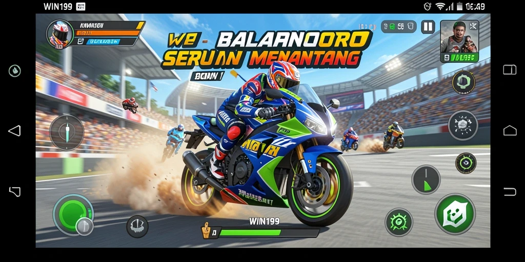 Gameplay seru balapan motor di WIN199 dengan trek yang menantang.